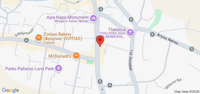 Map showing KFC 04 AYIA NAPA in Ayia Napa