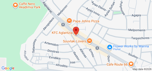 Map showing KFC 10 AGLANTZIA NICOSIA in Nicosia